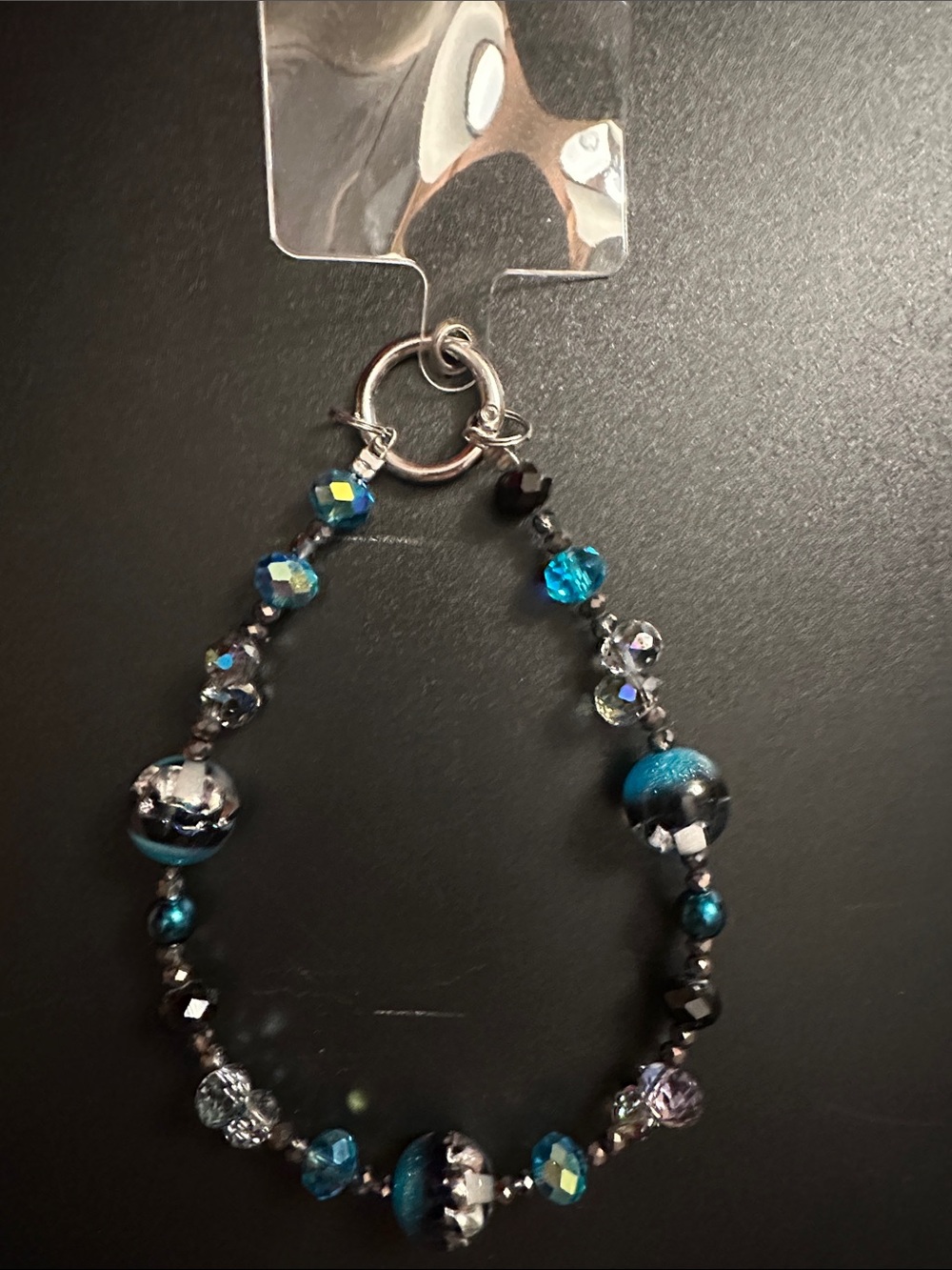 Handcrafted Acrylic Blue Beaded Phone Charm